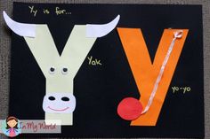 a letter y made out of construction paper