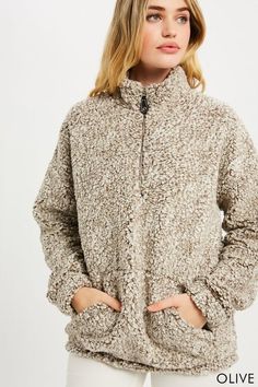 Big Bear Half Zip Sherpa - Olive Teddy Bear Clothes, True Grit, Quarter Zip Fleece, Sherpa Pullover, Cute Blouses, Big Bear, Fleece Sweater, Sweater Blouse, Preppy Outfits