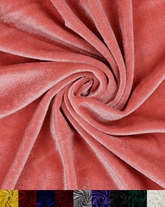 an image of a red velvet fabric with different colors and patterns in the background,