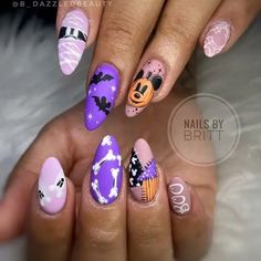 50+ Spooky Disney Halloween Nail Ideas - Disney Nails Acrylic Halloween, Pink Disney Halloween Nails, Disney World Nails Halloween, Mickey Bat Nails, Mickeys Not So Scary Halloween Nails, Halloween Nails Mickey, Mickey Nails Halloween, Disney Nails Halloween Easy, Disney Nail Designs Halloween