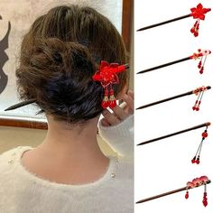 Elevate your hairstyle with our exquisite Chinese-style tassel hairpin, crafted from high-quality wood for a touch of elegance and sophistication. This versatile hair accessory is not only a practical solution for taming stray hairs but also a stylish addition to your overall look, perfect for daily wear or special occasions. Embrace the timeless charm of traditional Chinese Hanfu accessories with this wooden hair stick, designed to complement any hair color and effortlessly enhance your updo hairstyle or bun. Whether you're heading to a party, gathering, or simply stepping out for the day, this chic hairpin is the ideal finishing touch to elevate your ensemble with a hint of cultural flair. Add a touch of grace and refinement to your hair styling routine with this Chinese-inspired wooden Tassel Hairpin, Hanfu Accessories, 2nd Day Hair, Traditional Chinese Hanfu, Decorative Hair Clips, Chopstick Hair, U Shaped Hair, Ball Hairstyles