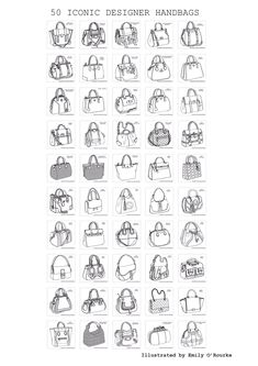 Purse Sketch Design, Hand Bags Designer Drawing, Iconic Handbags Designer Bags, Handbag Sketch Design, Purse Design Drawing, Hand Bag Drawing, Handbags Sketches, Purse Reference, Bag Design Sketch