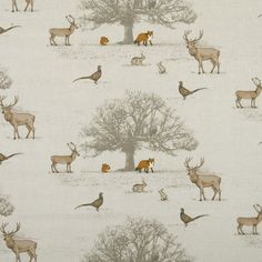 an image of deer and pheasants in the snow