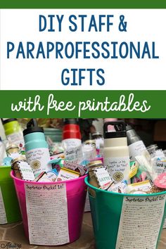 the words diy staff and paraproessal gifts with free printables