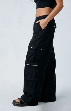 Black Draped Low Rise Wide Leg Cargo Pants Wide Leg Cargo Pants, Black Drapes, Designer Drapes, Ankle Cuffs, Exclusive Collection, Pacsun, Cargo Pants, The Black, Low Rise