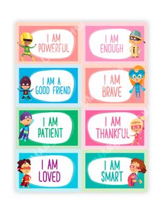 stickers that say i am grateful, i am brave, i am loved and i am