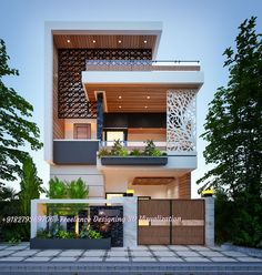 a modern house with balcony and balconies on the second floor