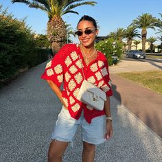 Matching Shorts In Separate Listing, Bundle And Save! Casual Red Summer Sweater, Casual Red Crochet Knit Top, Red Crochet Top For Spring, White Zara Sweater For Summer, Casual Red Crochet Top For Vacation, Casual Red Crochet Top, Zara Summer Sweater For Day Out, Red Knit Crochet Top For Summer, Knit Polo