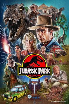 the movie poster for the film's first ever - released title, jurassic park