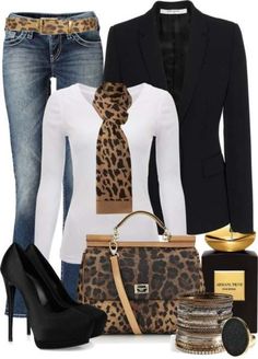 Stampa animalier: come indossarla 50 + outfits #Stampaanimalier #comeindossare Cheetah Style, Looks Jeans, Stylish Clothes For Women, Black Blazer, Looks Style, Outfit Casual, Black Jacket, Look Fashion