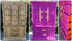 three different types of painted furniture