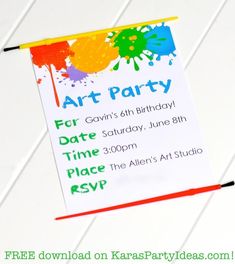 an art party with paint splattered on it