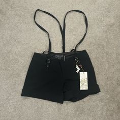 Brand New With Tags. Stretch Shorts. 4.75” Inseam. 2 Front Pockets. 2 Back Pockets. High Waist Black Bottoms With Suspenders, Black Bottoms With Suspenders For Spring, Summer Black Bottoms With Suspenders, Black Bottoms With Suspenders For Summer, Fitted Bottoms With Suspenders For Spring, Bottoms With Adjustable Straps For Workwear In Spring, Trendy Fitted Bottoms With Suspenders, Black Workwear Bottoms With Suspenders, Suspender Shorts