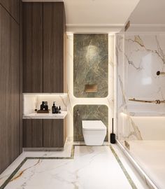 a bathroom with marble walls and flooring