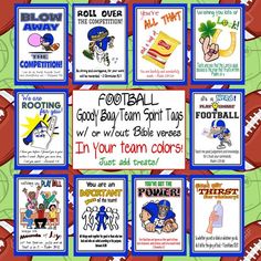 Custom Football Team Treat Goody Candy Bag Tags Football Team Treats, Softball Treats, Baseball Bag Tags, Printable Baseball, Baseball Bag, Volleyball Workouts, Usa Baseball, Baseball Uniforms