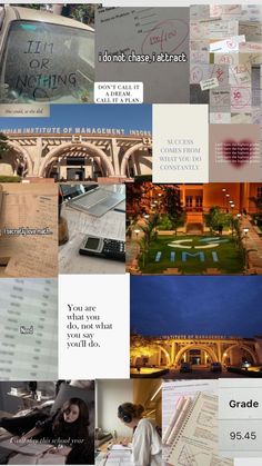 the collage shows many different types of architecture and words on it's side