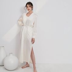 Washable Silk Long Robe - Lunya Bridal Getting Ready, Pop The Champagne, Bridesmaid Pajama Set, Holiday Lookbook, Wedding Getting Ready, Wedding Wardrobe, Bridesmaid Pyjamas, Comfortable Chic, Silk Set