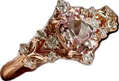 Elegant Rose Gold Diamond Ring With Accent Stones, Elegant Morganite Wedding Jewelry With Center Stone, Elegant Morganite Rings With Diamond Accents, Elegant Pink Gold Morganite Rings, Exquisite Rose Gold Morganite Ring, Exquisite Morganite Rose Gold Rings, Exquisite Morganite Rings, Elegant Pink Gold Rings With Accent Stones, Elegant Morganite Jewelry