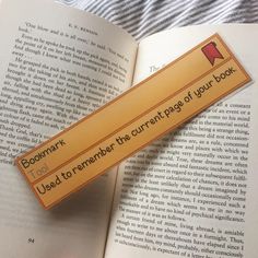 a bookmark that reads, i used to remember the current page of your book