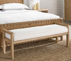 Dorsey Boucle Upholstered Accent Bench by Modus Furniture Round Bench At Foot Of Bed Bedroom, Benches For The Foot Of The Bed, Boucle Bench End Of Bed, Coastal Contemporary Bedroom, Decorative Bench, Upholstered Entryway Bench, Box Spring Bed Frame, Accent Bench, Daybed Covers