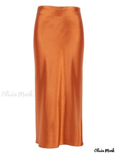 Olivia Mark - Elegant Purple High-Waisted Satin Pencil Skirt with Flattering Draping Effect Midi Skirt Spring, Long Skirt Summer, Long Skirt Fashion, High Waist Long Skirt, Silk Midi Skirt, Party Rock, Orange Skirt, Long Skirts For Women, Purple Satin