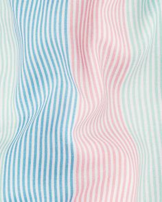 the back side of a shirt with blue and pink stripes