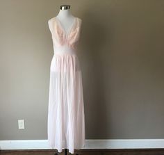 Pink Nightgown by Vanity Fair, Size 34. Freshly Laundered Peggy Vintage Sheer Sleepwear For Night, Vintage V-neck Nightgown For Loungewear, Vintage Sheer Sleepwear, Vintage Fitted Nightgown, Vintage Sheer Nightgown For Loungewear, Sheer Vintage Nightgown For Loungewear, Vintage Sheer Nightgown For Sleep, Vintage Sheer Sleeveless Sleepwear, Vintage Sheer Nightgown For Wedding Night