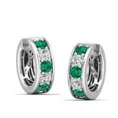 These exquisite emerald and diamond hoop earrings are a stunning addition to any jewelry collection. Crafted with precision and attention to detail, the vibrant emeralds are elegantly complemented by the sparkling diamonds, creating a luxurious and sophisticated look that is perfect for any occasion. Metal: 14K Gold Setting Type: Prong Rhodium Finish: Yes, on White Gold Gemstone Details: Gemstone: Emerald Shape: Round Average Dimensions: 3.00 MM Quantity: 06 Average Cut: Very Good Average Color: Diamond Huggies, Dance Jewelry, Birthstone Gifts, Ring Pendant Necklace, Diamond Hoop Earrings, Sparkle Diamonds, Mens Wedding Bands, Bridal Rings, Wedding Men