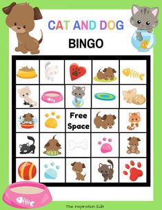 a cat and dog game with the words free space