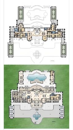 Grand Mansion, Luxury Floor Plans, American House Plans, Mansion Designs, Luxury Floor, American House, Garden Design Plans