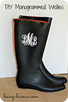 monogrammed rain boots, monogram, wellies Chadar Trek, Paper Card Ideas, Diy Boots, Fall Rain, Monogram Boots, Diy Silhouette, Boots Diy, Rain Fashion, Rain Fall