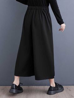 Sku CY-!163302 Material < 30% Polyester , >70%Cotton Style Loose , False Two , Wide Leg , High Waisted Feature Tied Waist , Asymmetric , Elasticity , Solid Color Occasion Casual , Simple , Leisure Fashion Seasons Spring , Summer , Autumn Type Ninth Pants , Culotte Color BLACK Size One_size Please consult the size chart we provide for this item's measurements to help you decide which size to buy.Please note: There may be 1-3cm differ due to manual measurement.CMINCH Waist Hips Bottom Length Leg O Leisure Fashion, Asymmetrical Design, Fashion Seasons, Cotton Style, Fashion Sense, Black Pants, Comfort Fit, Wide Leg, Size Chart