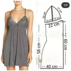 a women's nightgown is shown with measurements