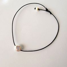 Genuine Black Leather Cord With A White Coin Pearl. The Coin Pearl Is A Real Freshwater Pearl. The Clasp Is Another Real Pearl Used Like A Button. No Metal On This Necklace Length Is 17 Inches But You Can Request Longer Or Shorter. New Never Worn As I Make As I Receive The Order. Leather Rope Necklace, Coin Pearl Necklace, Jump Ring Jewelry, Boho Chic Jewelry, Coin Pearls, Pearl Leather, Rustic Boho, Jewellery Ideas, Real Pearls