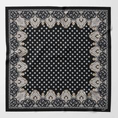 Filippo - Hand Rolled Silk Neckerchief - Black Elegant Patterned Silk Scarf With Paisley Print, Evening Wraps, Long Silk Scarf, Arabesque Pattern, Como Italy, Bandana Scarf, Scarf Tying, Hand Roll, Mens Scarves