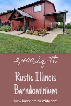 a red barn with the words rustic illinois's barndomminum