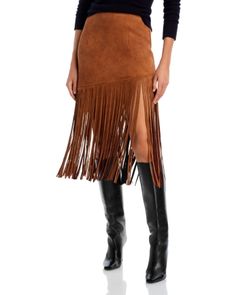 Bagatelle Faux Suede Fringe Midi Skirt Chic Fringe Skirt For Fall, Chic Fringe Skirt For Night Out, Brown Pencil Skirt For Fall Party, Fall Party Brown Pencil Skirt, Elegant Long Skirt With Fringe, Chic Evening Skirt In Brown, Chic Fringe Skirt, Chic Brown Evening Skirt, Chic Pencil Skirt With Fringe