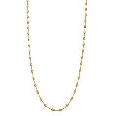 Refresh your jewelry collection with this oval beaded chain necklace from Primavera. Refresh your jewelry collection with this oval beaded chain necklace from Primavera.Click on this JEWELRY & WATCHES GUIDE to learn about fit, styles, materials and more! Chain length: 18 in. Chain type: bead Clasp: lobster claw Metal: sterling silver Plating: 24k gold Finish: diamond-cut Nickel free Packaging: decorative card Size: 18". Color: Gold Tone. Gender: female. Age Group: adult. Material: Gold Over Ster Gold Necklaces With Oval Beads, Gold Beaded Chain Necklace With Oval Beads, Gold Necklace With Oval Beaded Chain, Gold Oval Single Strand Necklaces, Beaded Chain Necklace, Diamond Cut, Beaded Chain, Chain Lengths, Lobster Claw