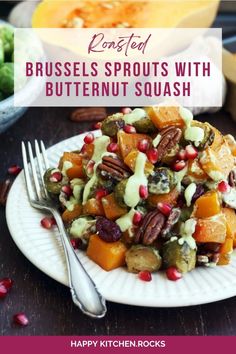 roasted brussel sprouts with butternut squash and pomegranate