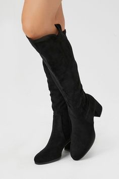 Knee-High Block Heel Boots Knee-high Heeled Boots With Zipper Closure, Wide Calf Knee-high Boots With Zipper, Fabric Boots, Block Heel Boots, Heel Boots, Knee High, Heeled Boots, Block Heels, Heel Height