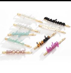 Personalized Acrylic Hair Pin – The Signature Collection Co Different Color Combinations, Relationship Bracelets, Bracelets For Boyfriend, Casual Bracelets, Personalized Acrylic, Personalized Gifts For Her, Name Bracelet, Hair Pin, Photo Bracelet