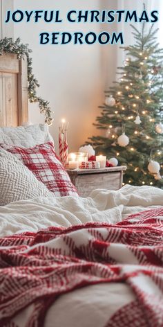 This Pinterest pin showcases the beauty and elegance that can be achieved when designing a Christmas-themed bedroom. With cozy bedding and twinkling lights, users can create inspiring and budget-friendly holiday decor. Make your home feel and look amazing with decorative pillows and Christmas trees.