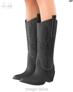 a pair of black cowboy boots with the words cowgirl boots