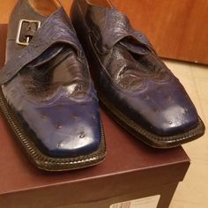 100% Geniune Ostich Monk Strap (Wing Tip) Monk Strap, Dress Shoes, Shoes Mens, Men's Shoes, Man Shop, Blue, Color