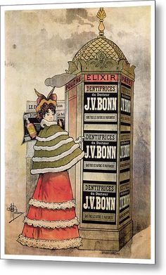 an advertisement for j v bonn's telephone booth with a woman standing in front of it