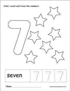 a number seven coloring page with stars