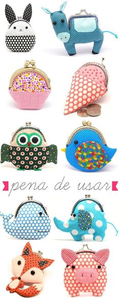 several different types of purses with polka dots on them