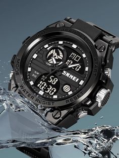 Watch Shape:Round \nDisplay Type:Digital \nFeatures:Date \nFeatures:Calendars \nFeatures:Alarm \nFeatures:24 Hour \nFeatures:Water Resistant \nFeatures:Stopwatch \nDetails:Luminous \nDetails:Glow In The Dark \nDial Color:Black \nGender:Men \nStyle:Sporty \nWater Resistance:50m \nCase Material:Plastic \nStrap Material:TPU \nCase Material:Zinc Alloy \n Tactical Watch, Kids Watches, Casual Sporty, Kids Jewelry, Sport Watches, Watches Jewelry, Digital Watch, Army Green, Accessories Watches