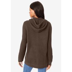 Elevate your comfort with Roaman's Women's Plus Size Classic-Length Thermal Hoodie. This top combines the ease of a sweatshirt with the elegance of a sweater, making it a versatile addition to your wardrobe. Perfect for creating cozy, casual outfits, it features a relaxed fit that ensures comfort without sacrificing style.

- Size: L
- Color: Chocolate
- Material: Soft waffle texture
- Gender: Female
- Age Group: Adult

Crafted for year-round enjoyment, this thermal hoodie is your go-to layer fo Fall Sweater With Drawstring Hood For Cold Weather, Cozy Fit Sweater With Drawstring Hood For Fall, Cozy Fit Hooded Sweater For Fall, Cozy Fit Fall Sweater With Drawstring Hood, Knit Sweatshirt With Drawstring Hood For Fall, Fall Hoodie Sweater With Ribbed Cuffs, Cozy Fall Sweater With Drawstring Hood, Everyday Fall Hoodie Sweater, Fall Everyday Hoodie Sweater