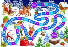 a christmas board game with santa and his sleigh